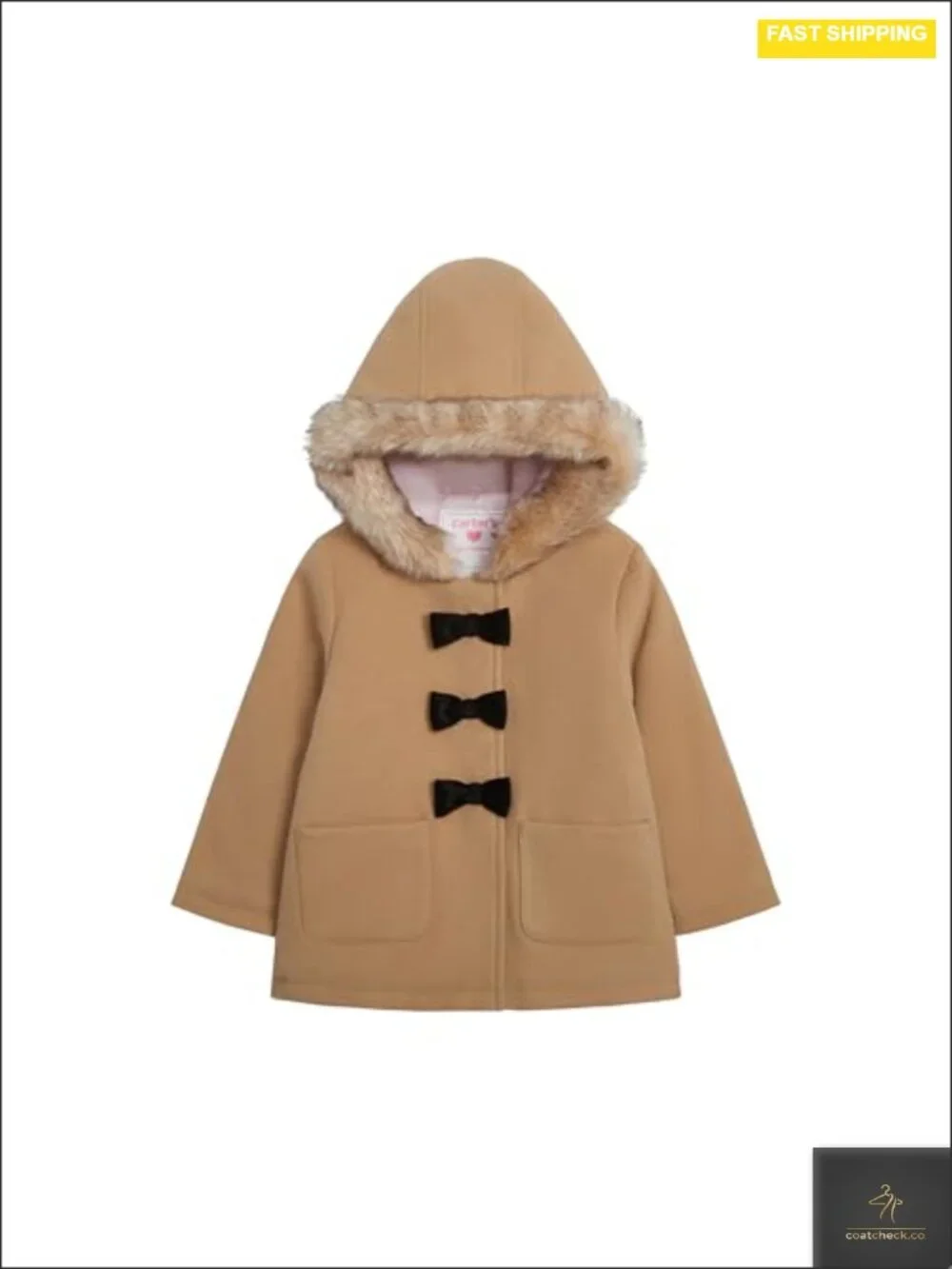 Baby Girls Faux Wool Winter Dress Coat Fleece Lined Toggle Closure